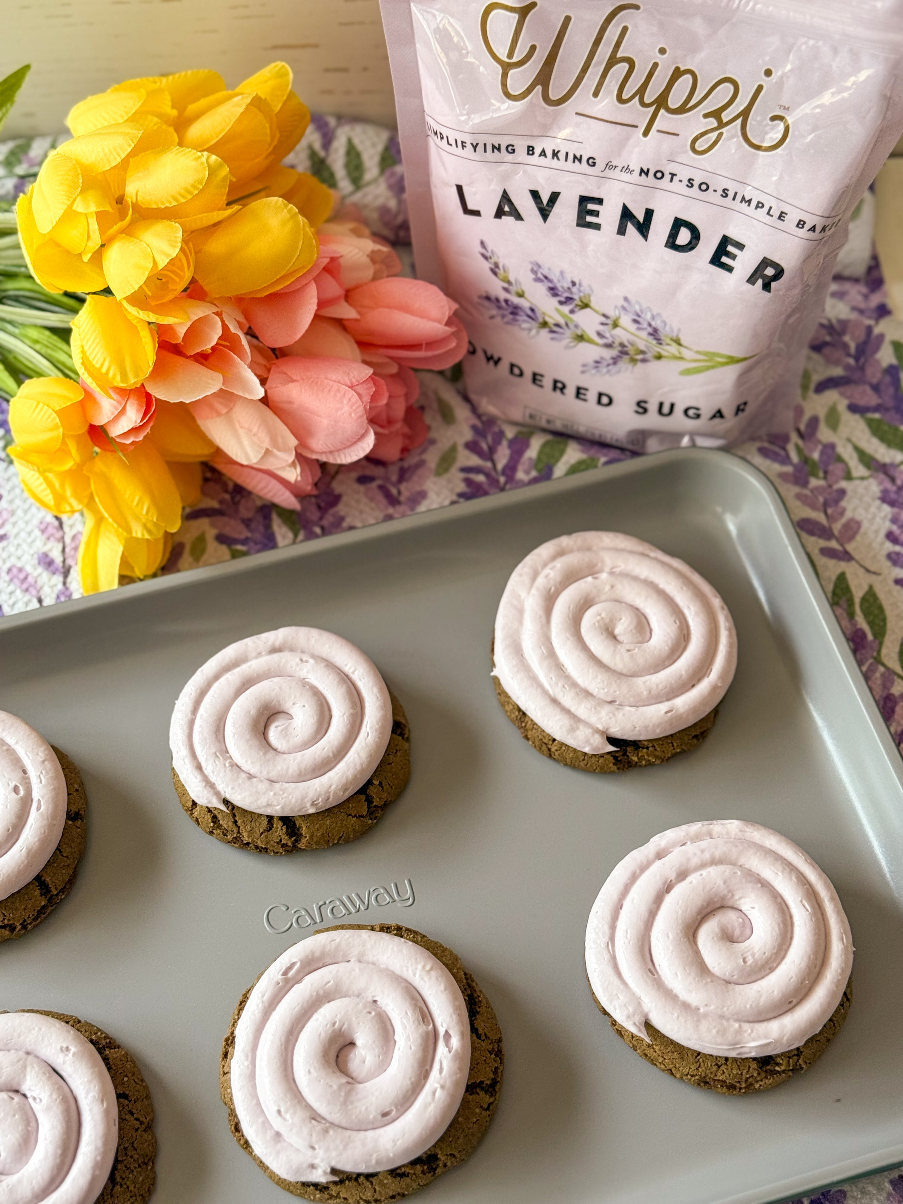 Earl grey cookies with lavender frosting