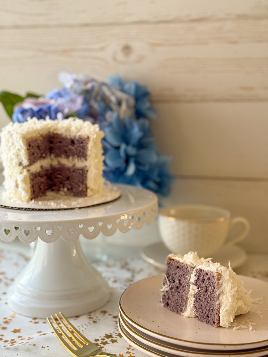 Ube Cake with Coconut Whipped Cream