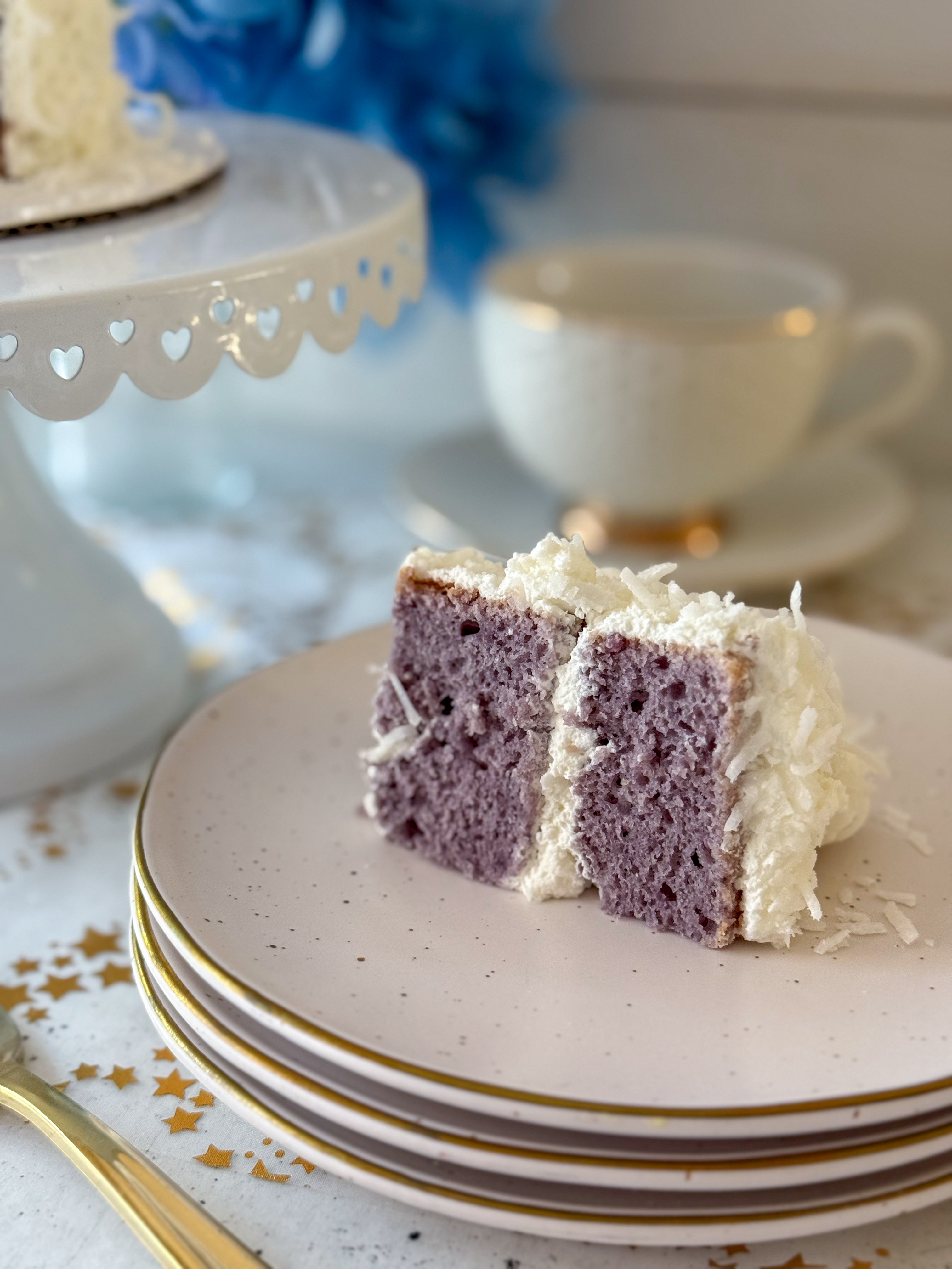 Ube Cake with Coconut Whipped Cream