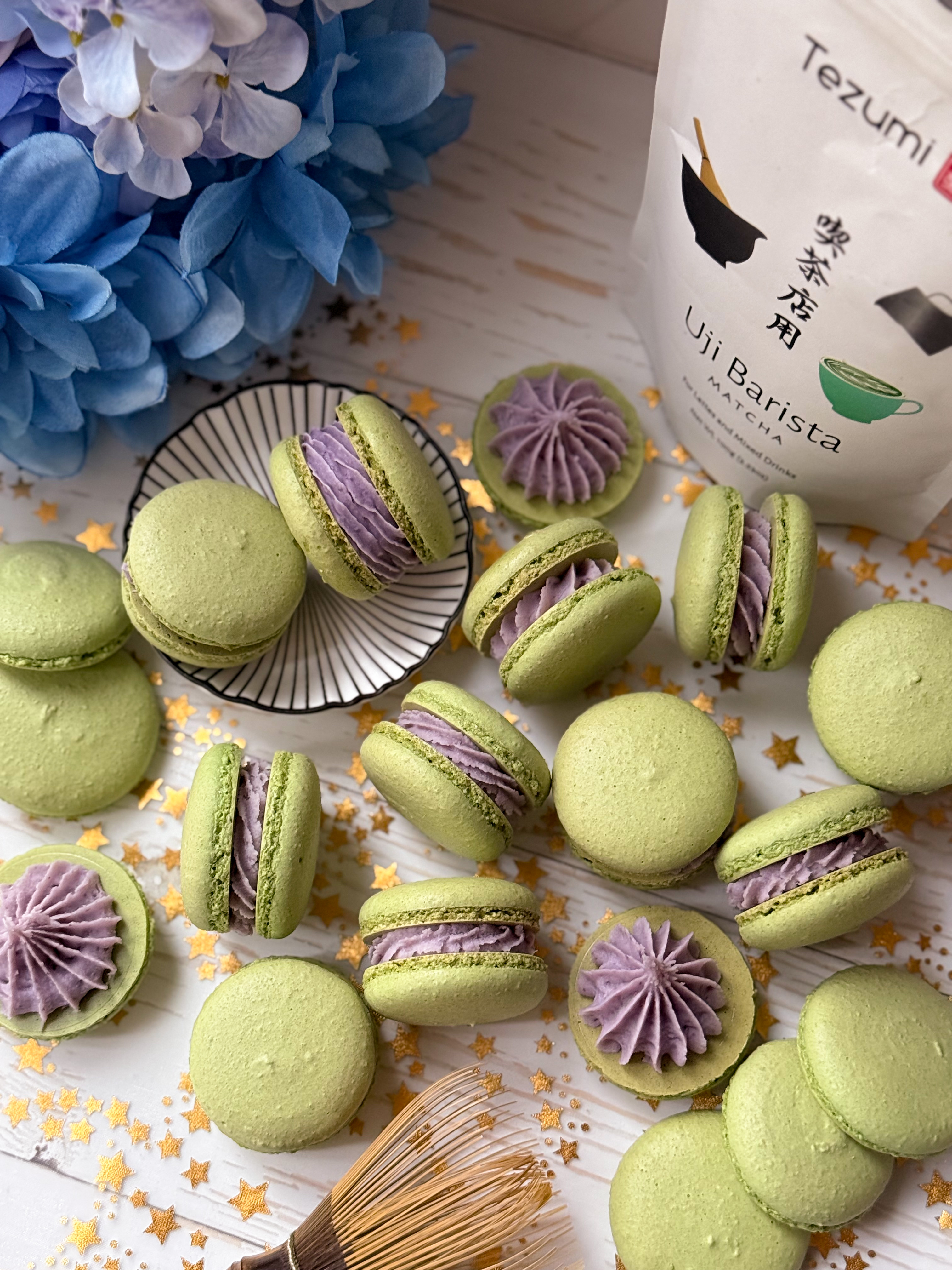 Matcha Ube Macarons