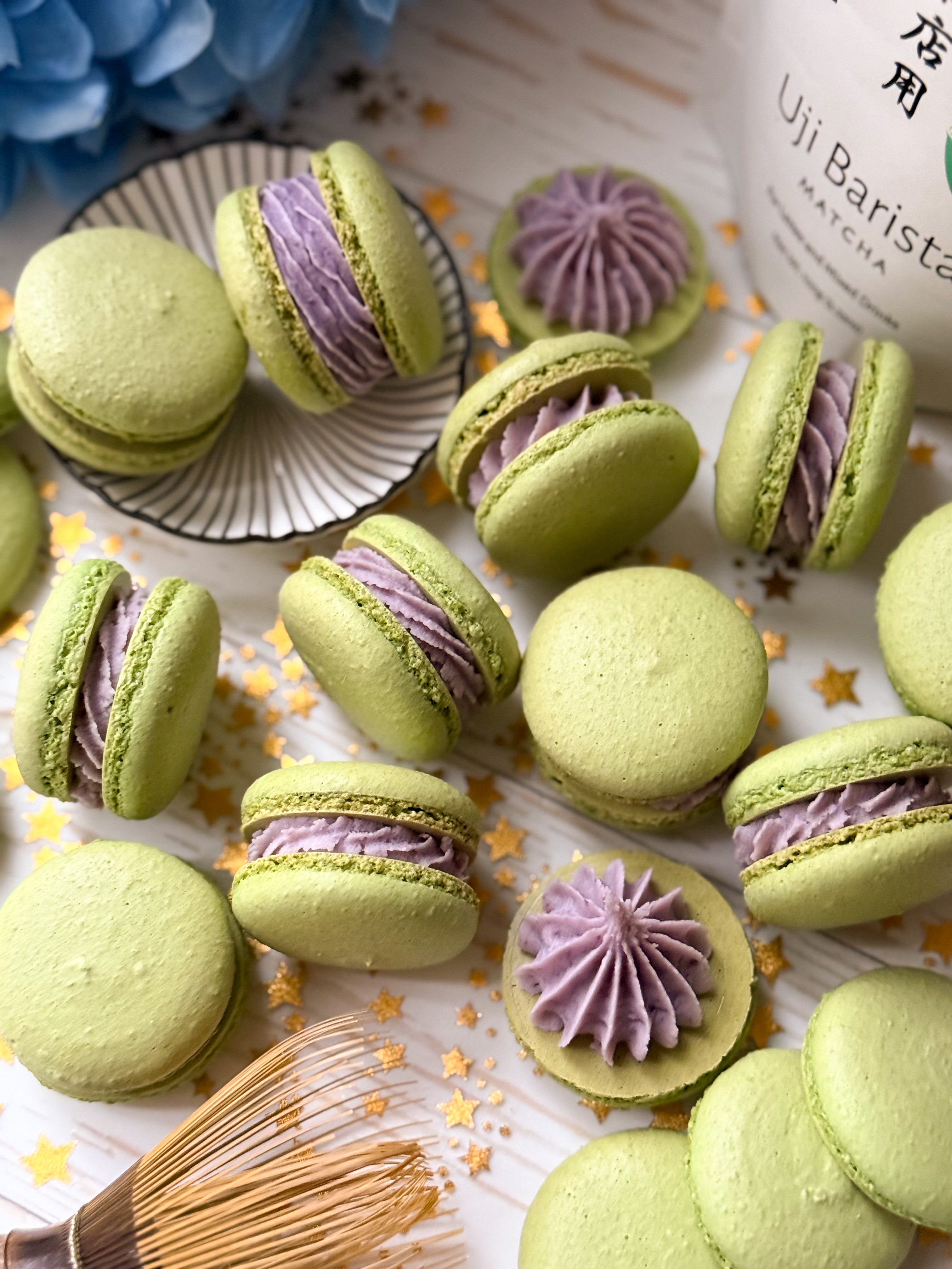 Matcha Ube Macarons