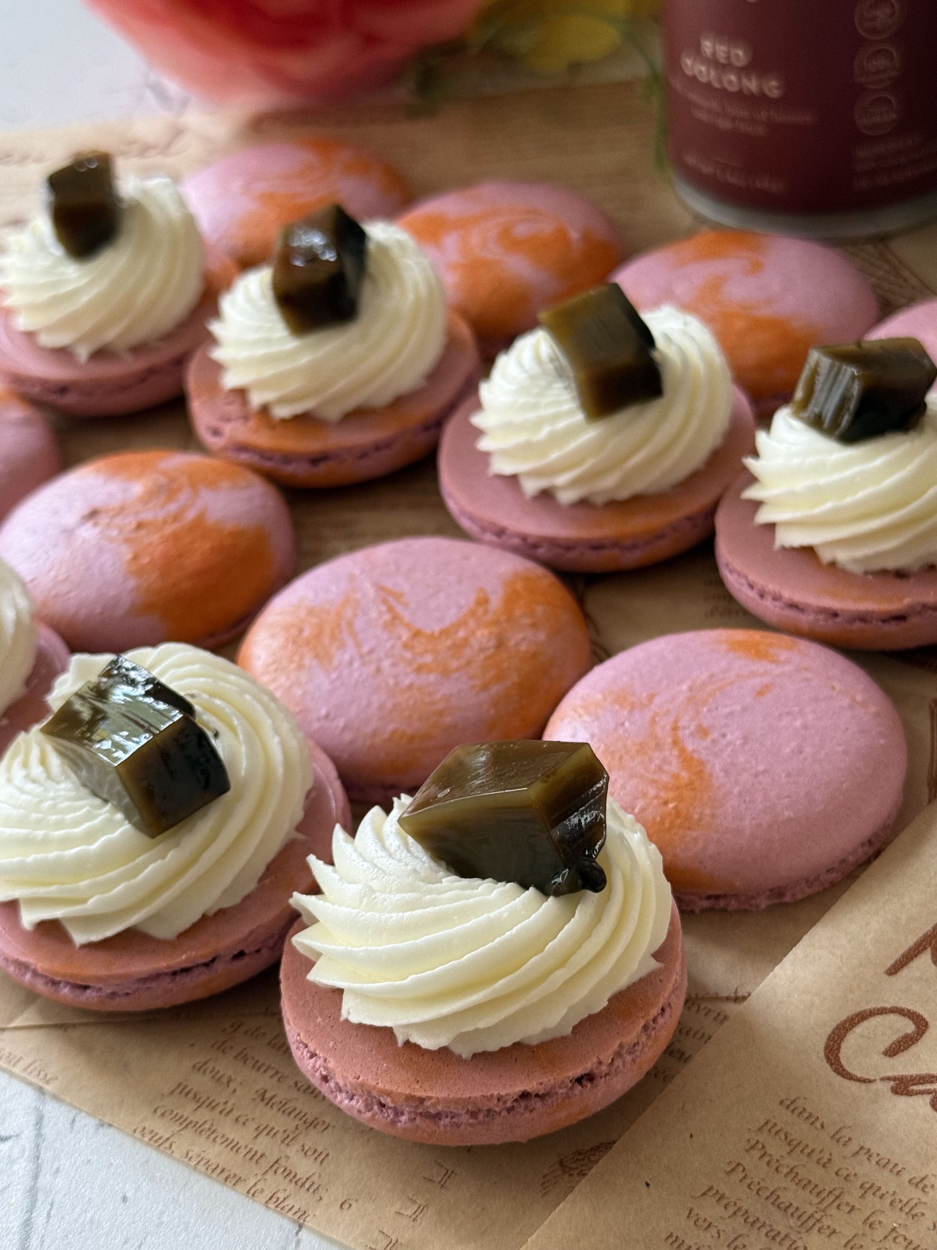 Oolong Peach Macarons