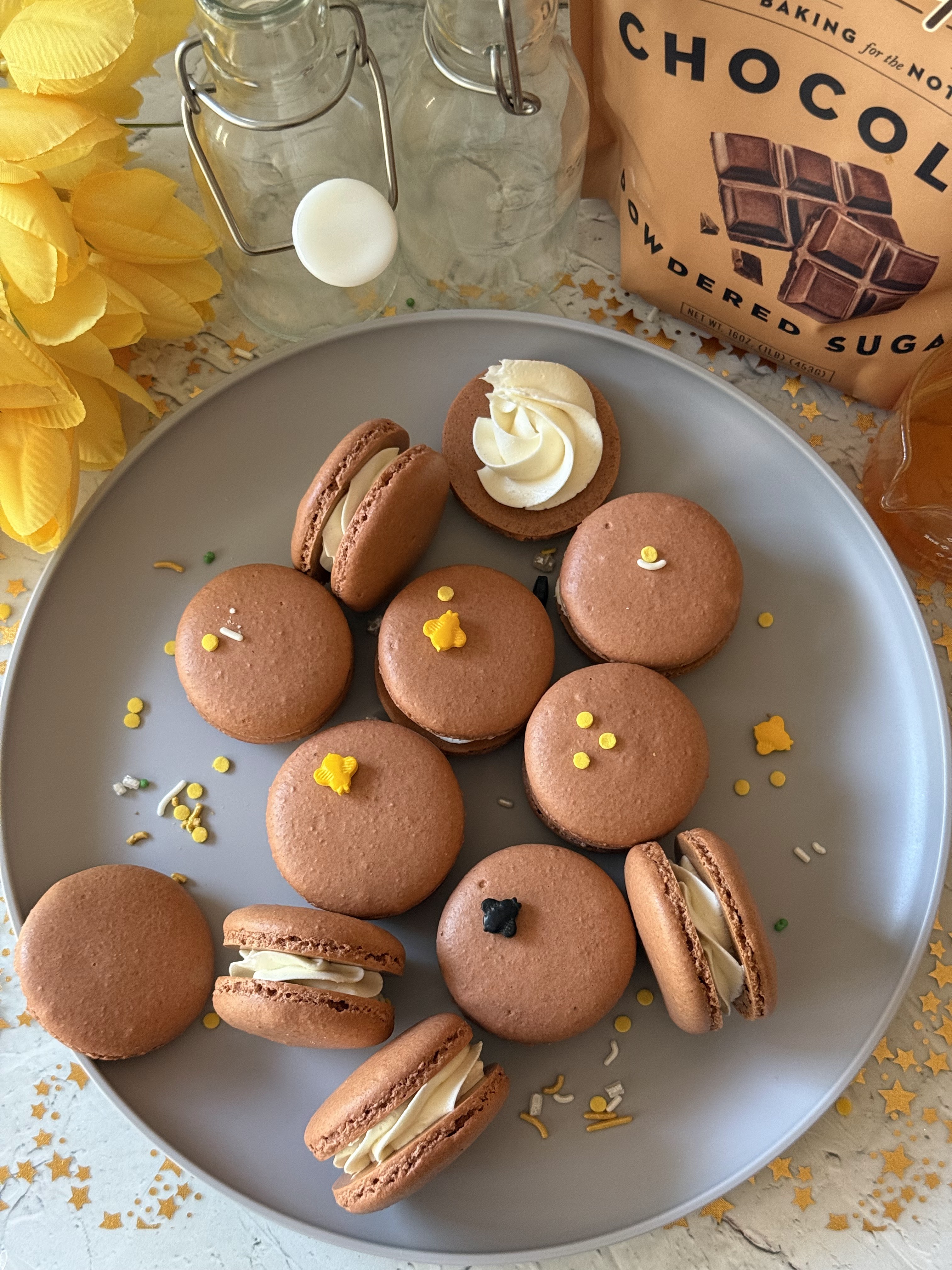 Chocolate Honey Macarons